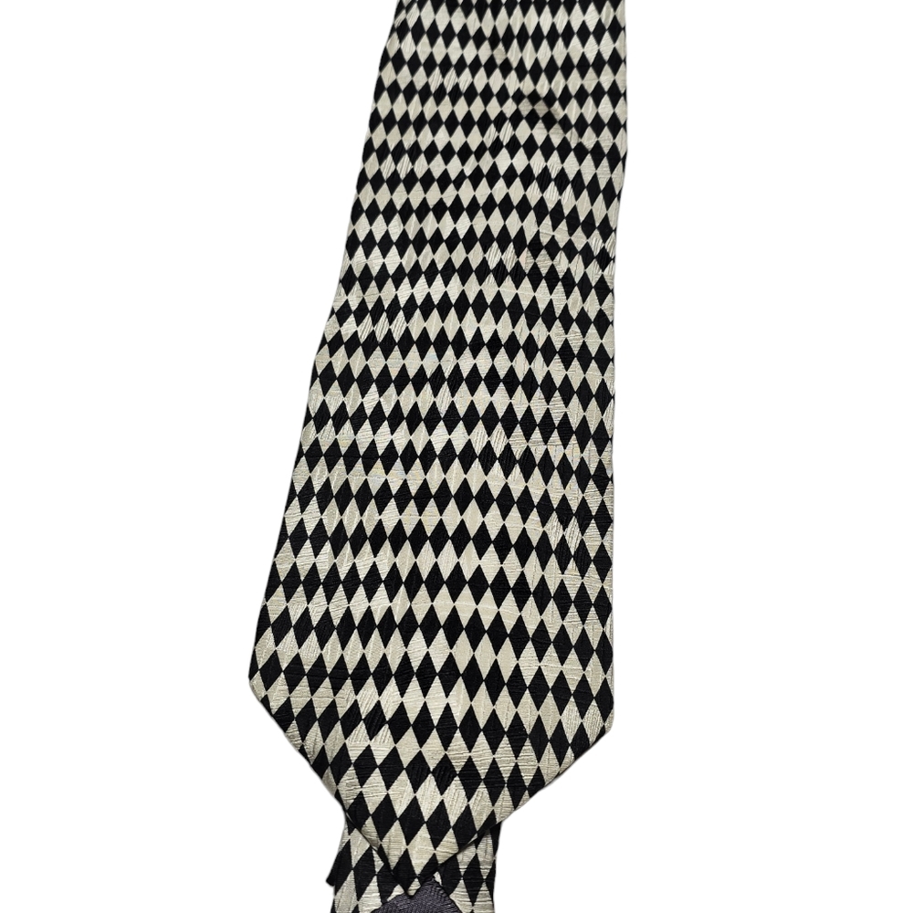 Vtg 1970s Black and Sage Tie by Tom McLellon, Tongue Tied 100% Silk